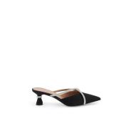 Satin Mules med Rhinestone Kryssremmer