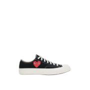 Svart Hjerte Lav-Top Lerret Sneakers