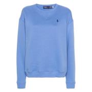 Blå Brodert Sweatshirt Casual Stil