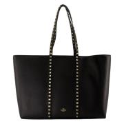 Svart skinn tote bag Rockstud