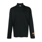 Casual Svart Langarmet Rollneck T-skjorte