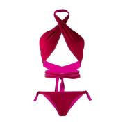 Burgunder Halter Bikini Sett