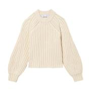 Rib Crewneck Sweater i Beige