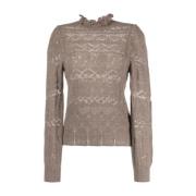 Casual Brun Langarmet Pullover Genser