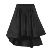 Sort Silke Nylon Taffeta Skjørt