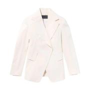 Hvit Lin Blazer Casual Stil