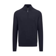 Navy Zip Struktur Genser