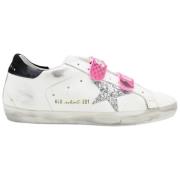 Old School White Silver Glitter Star Sneakers