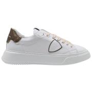 Hvitt Brun Skinn Sneakers