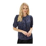 Blå Grazia Bluse med Puff Sleeves