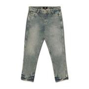 Mid Blue Straight Leg Denim Bukser