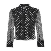 Polka Dot Paljett Chiffon Bluse