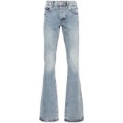 Indigo Denim Stonewashed Wide Leg Jeans