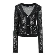 Perforert Diamant Cardigan med Paljetter