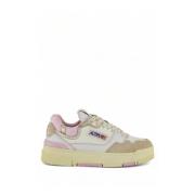 Hvite sneakers med beige og rosa detaljer