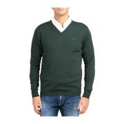 V-hals Herre Pullover med Brodert Logo