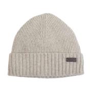 Beige Ribbestrikket Beanie Lue