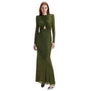 Oliven Grønn Rhinestone Maxi Kjole