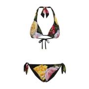 Peonies Print Bikini Set med Pouch