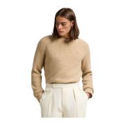 Beige Polo Ralph Lauren Waffle-Knit Wool-Alpaca Sweater Genser