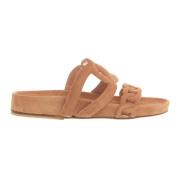 Beige Semsket Fotseng Sandal