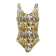 Tiger Print Scoop Neck Swimsuit