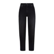 Straight Leg Stretchy Jeans Svart