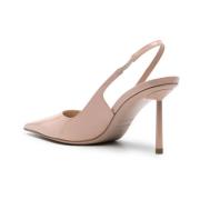 Nude Patent Skinn Slingback Hæler