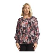 Rose Flower Bluse med Smock Mansjetter