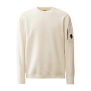 Hvit Bomull Chenille Crewneck Genser