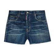 Denim shorts med vintageeffekt