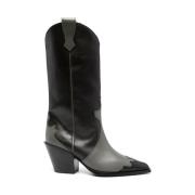 Svart Kalveskinn Cowboy Boot Ariel