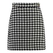 Pyntet Houndstooth Mini Skjørt