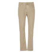 Beige Bomull Jeans med Beltehemper