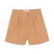 Kamelbrune Shorts med Folderdetaljer