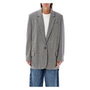 Oversized Ull Herringbone Blazer Svart