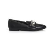 Svart Mokkasin Loafer med Rhinestone Spenne