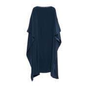 Navy Blue Boat Neck Kaftan Kjole