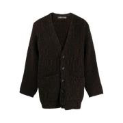 Svart Ull V-hals Cardigan