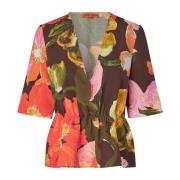 Blomstrete Peplum Topp med V-hals