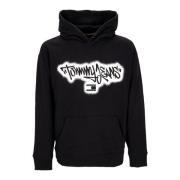 Graffiti Hoodie Lettvekts Sweatshirt Svart