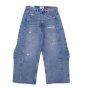 Høy midje rett passform denim shorts