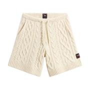 Beige Kabel Strikket Snøring Shorts