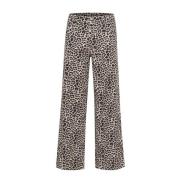 Høytlivs denim jeans med leopardtrykk