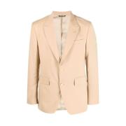 Beige Button-Up Blazer med Notched Lapels