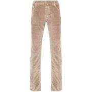 Beige Corduroy Slim Cut Jeans