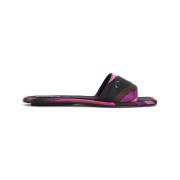 Fuchsia Brown Slides Sandaler