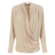 Sateng Cross-Neck Beige Bluse