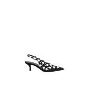 Mesh Kitten Heel Skinn Pumps