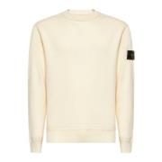 Ribbet Crewneck Bomullsgenser Elfenben